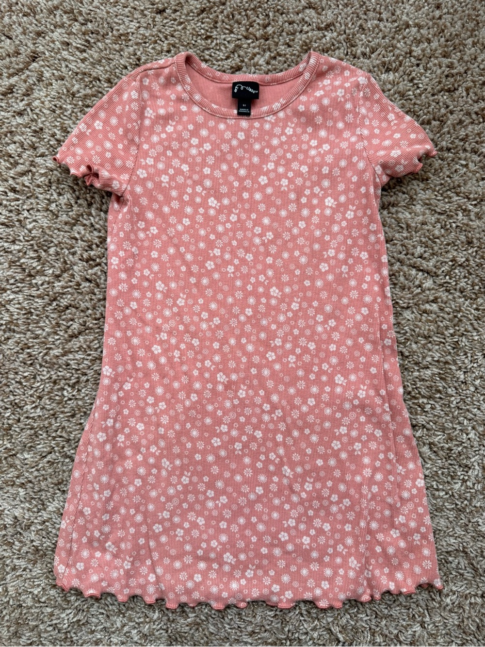 Art Class Pink Floral Ribbed Dress Size 5T